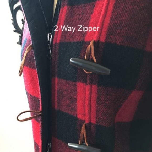 Woolrich Red Buffalo Plaid Wool Duffle Coat - Picture 6 of 8